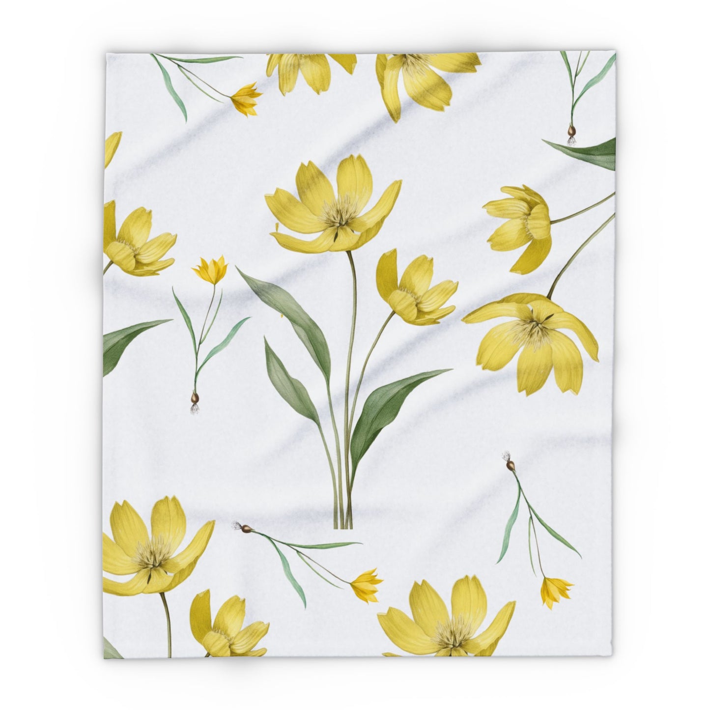 Yellow Watercolor Tulip Throw by Printify