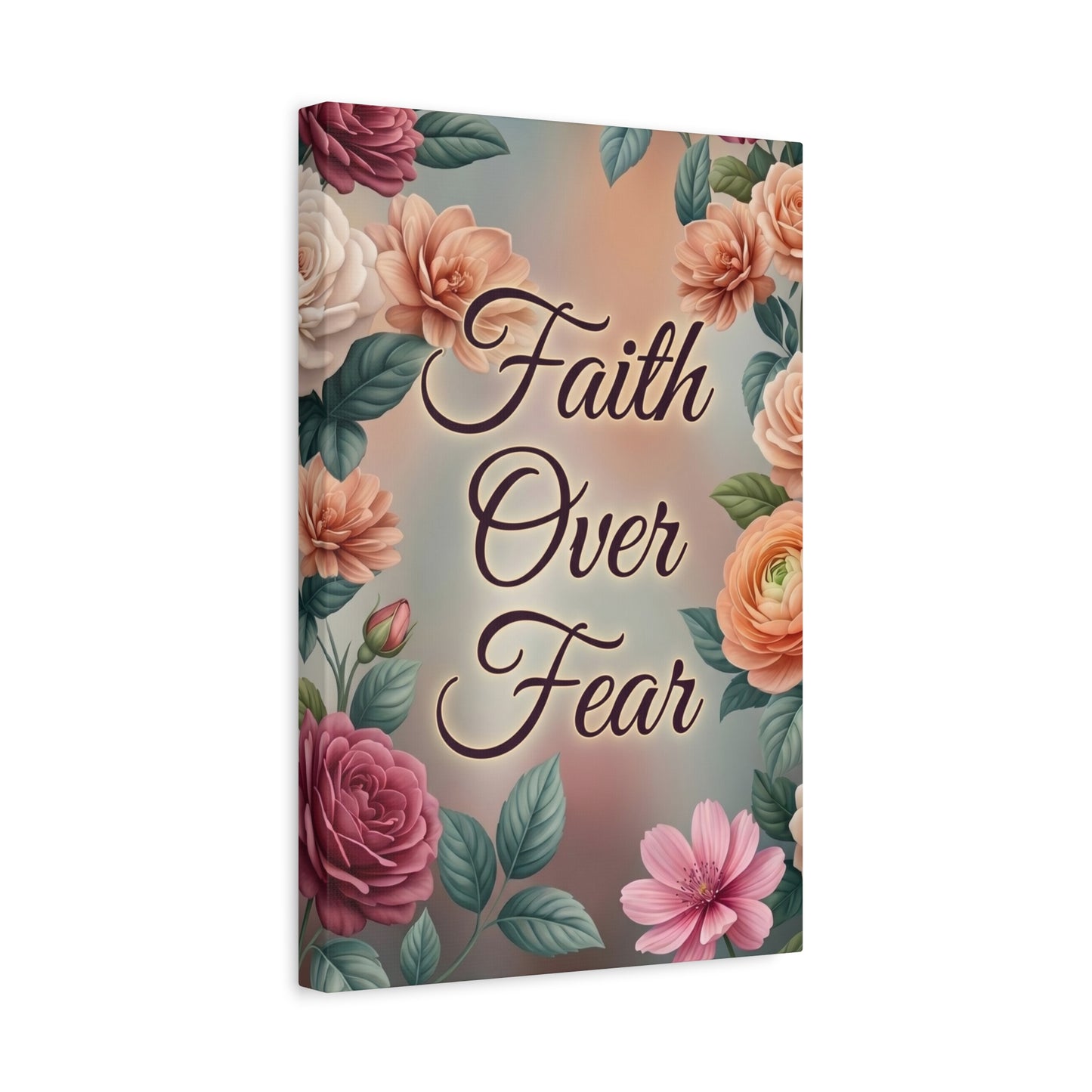 Faith Over Fear Floral Canvas Wall Art