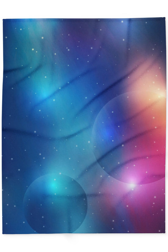 Aurora Galaxy Fleece Blanket — Colorful Northern Lights Throw by Grace Canvas Shop
