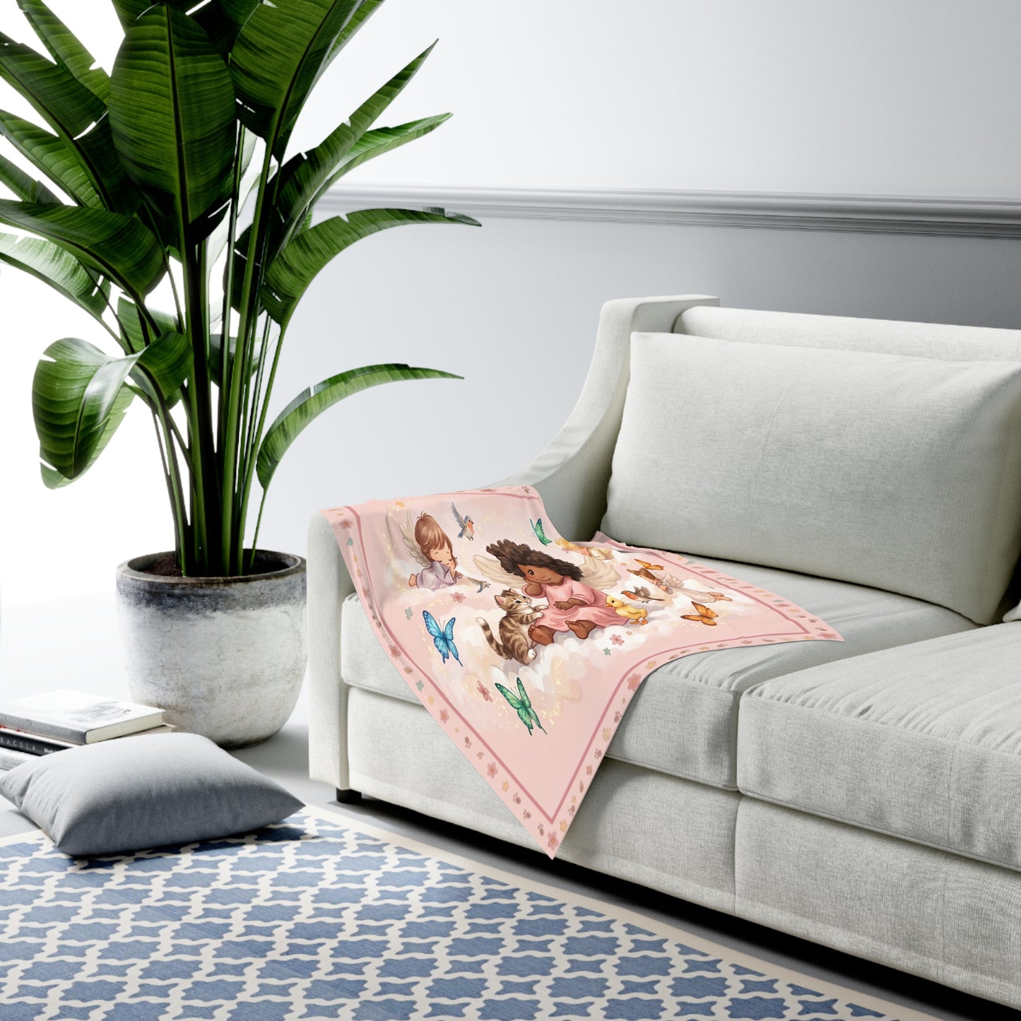 Angel Babies & Butterflies Pink Nursery Swaddle