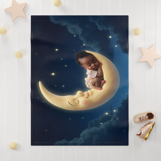 Baby Girl Moon Blanket - Soft Fleece Nursery Throw for Newborns by Grace Canvas Shop