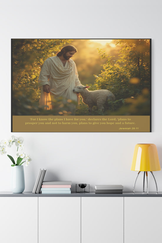 Jesus and the Lamb Jeremiah 29:11 Matte Canvas Print by Grace Canvas