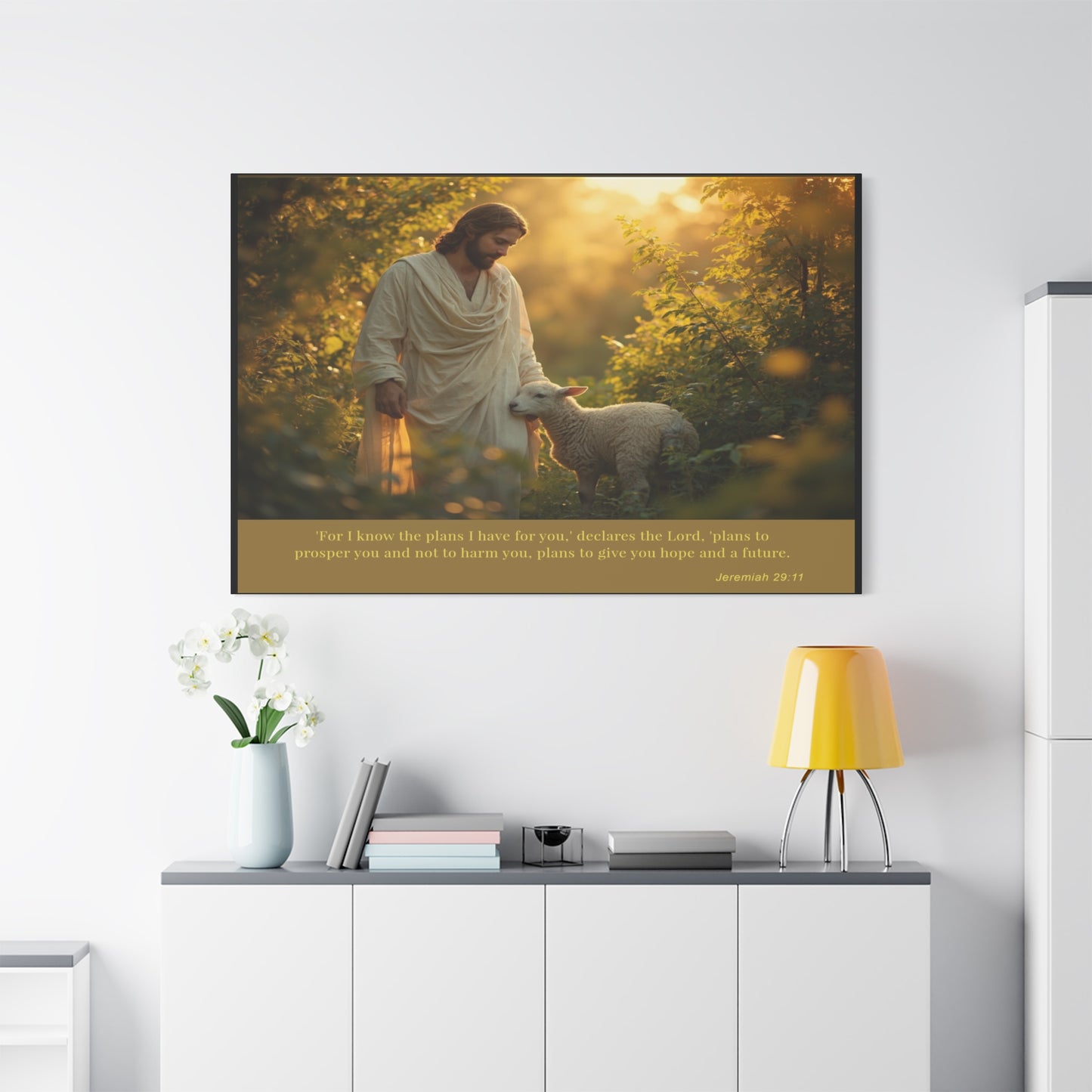 Jesus and the Lamb Jeremiah 29:11 Matte Canvas Print by Grace Canvas