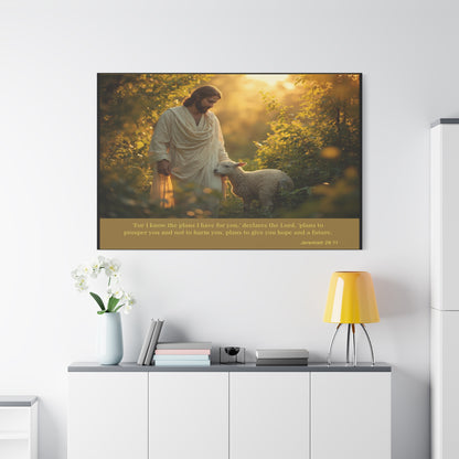 Jesus and the Lamb Jeremiah 29:11 Matte Canvas Print by Grace Canvas