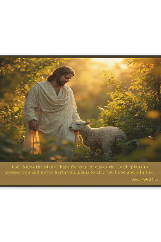 Jesus and the Lamb Jeremiah 29:11 Matte Canvas Print by Grace Canvas