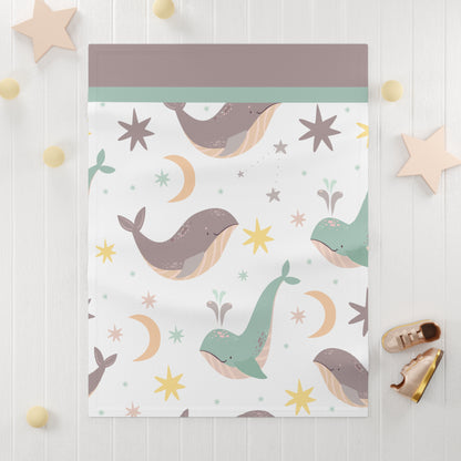 Whale Baby Fleece Blanket — Soft Nautical Nursery Throw for Infants & Newborns by Grace Canvas Shop