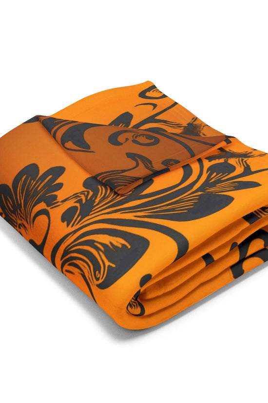 Ornate Gold Damask Fleece Blanket by Grace Canvas Shop