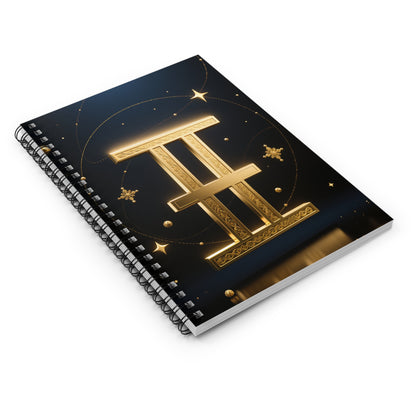 Gemini Zodiac Spiral Notebook — Gold Constellation Ruled Journal by Grace Canvas Shop