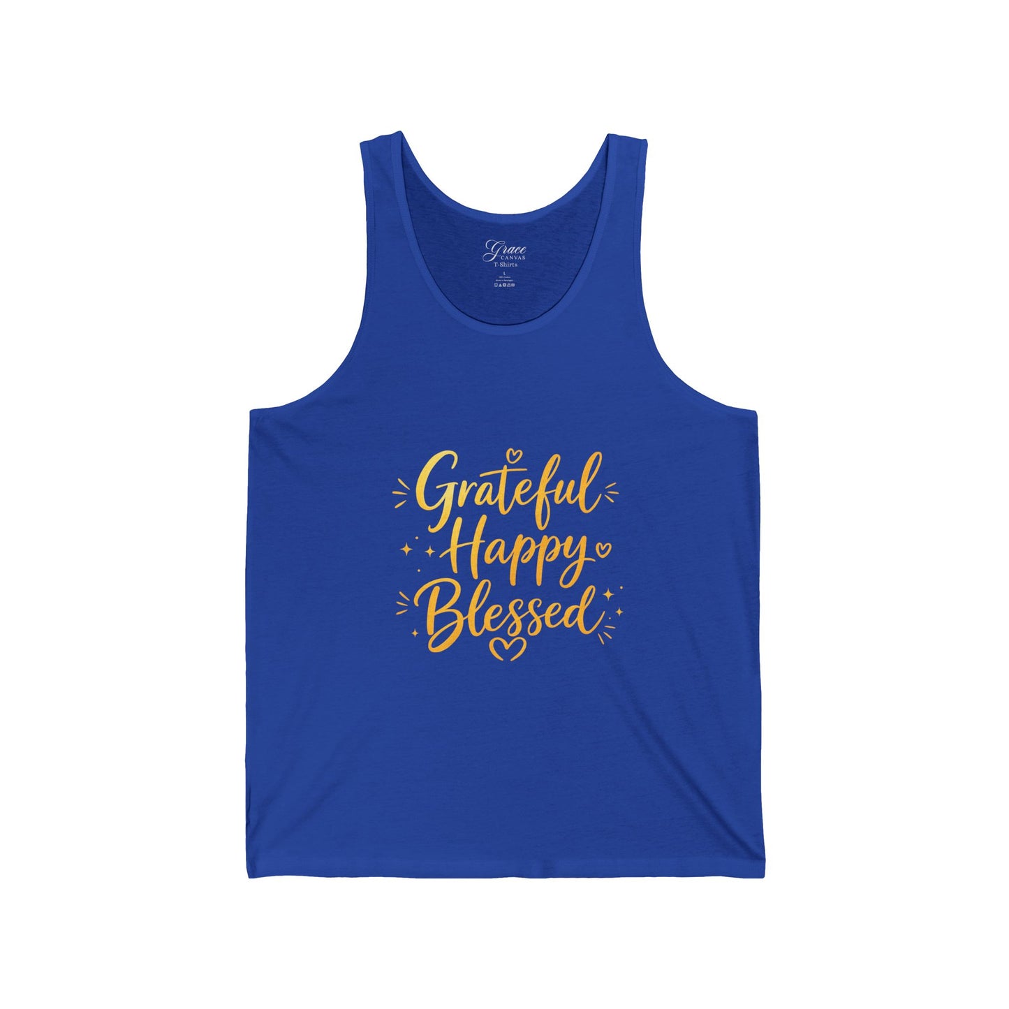 Grateful Happy Blessed Tank Top - Inspirational Faith Graphic Jersey Tank