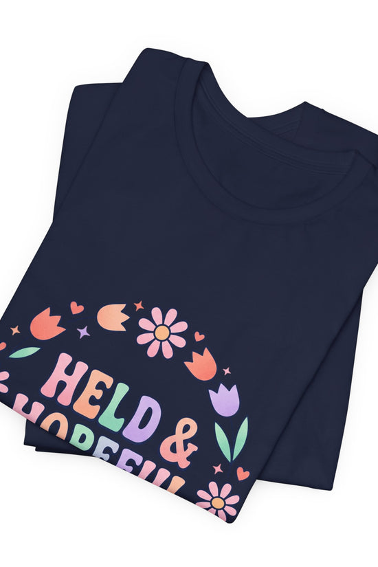 Held & Hopeful in Jesus Tee | Colorful Christian Encouragement, Retro Pastel