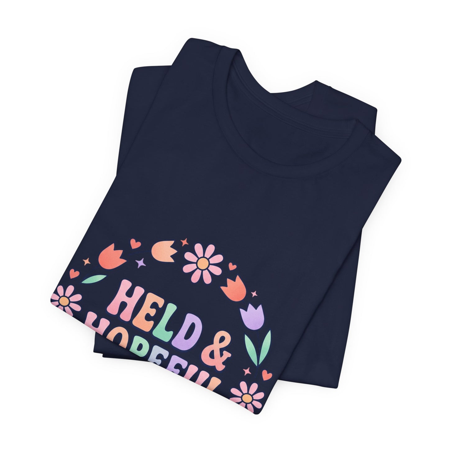 Held & Hopeful in Jesus Tee | Colorful Christian Encouragement, Retro Pastel