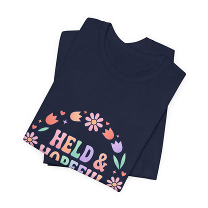 Held & Hopeful in Jesus Tee | Colorful Christian Encouragement, Retro Pastel