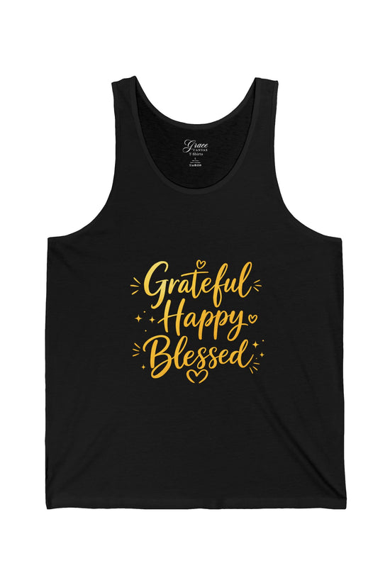 Grateful Happy Blessed Tank Top - Inspirational Faith Graphic Jersey Tank
