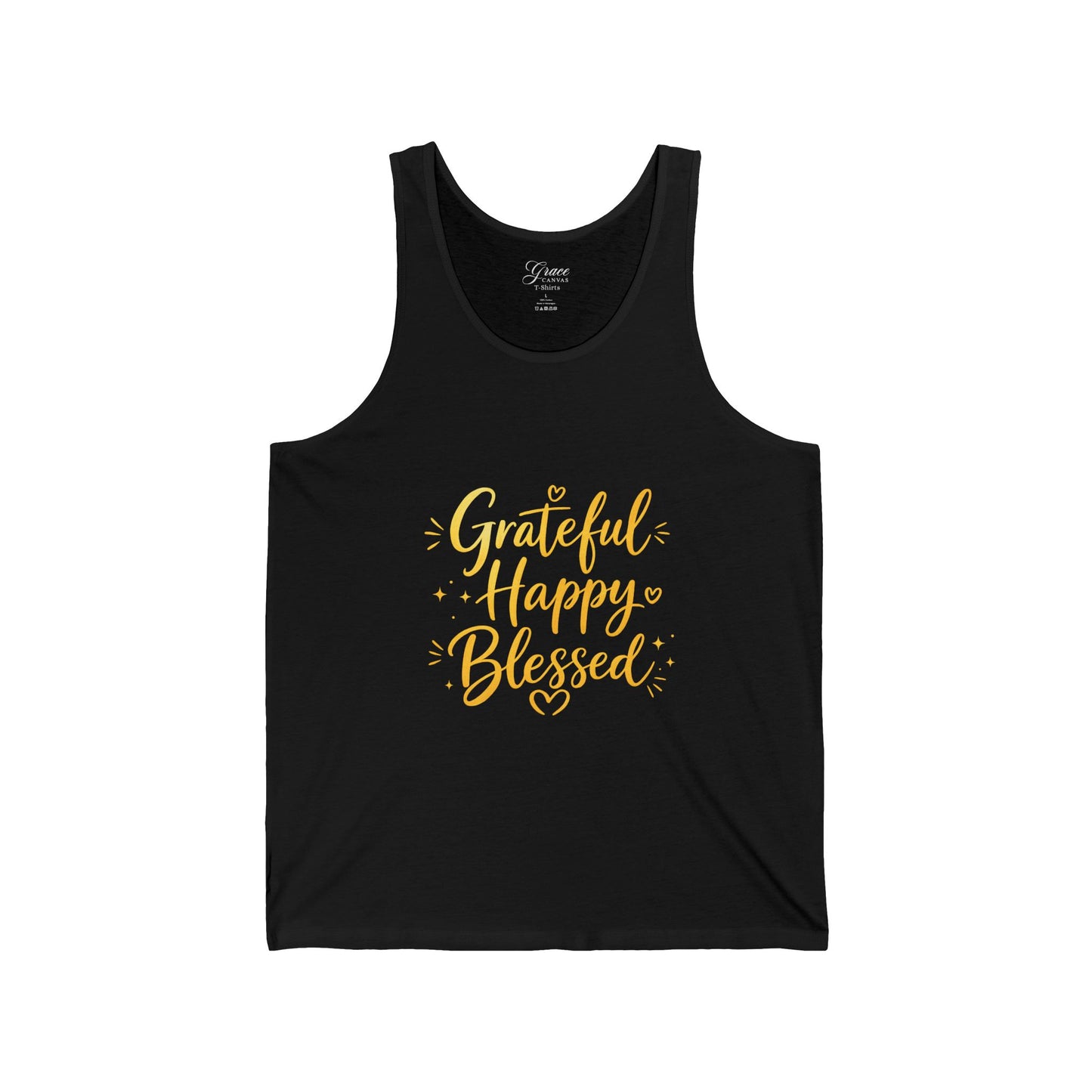 Grateful Happy Blessed Tank Top - Inspirational Faith Graphic Jersey Tank