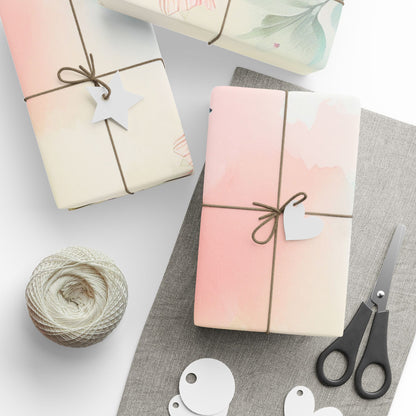 Pastel Bird Floral Wrapping Paper — Watercolor Birds Gift Wrap for Baby Showers & Spring Occasions