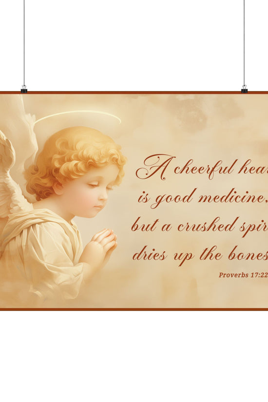 Inspirational Angel Poster - A Cheerful Heart Matte Horizontal Print by Grace Canvas Shop