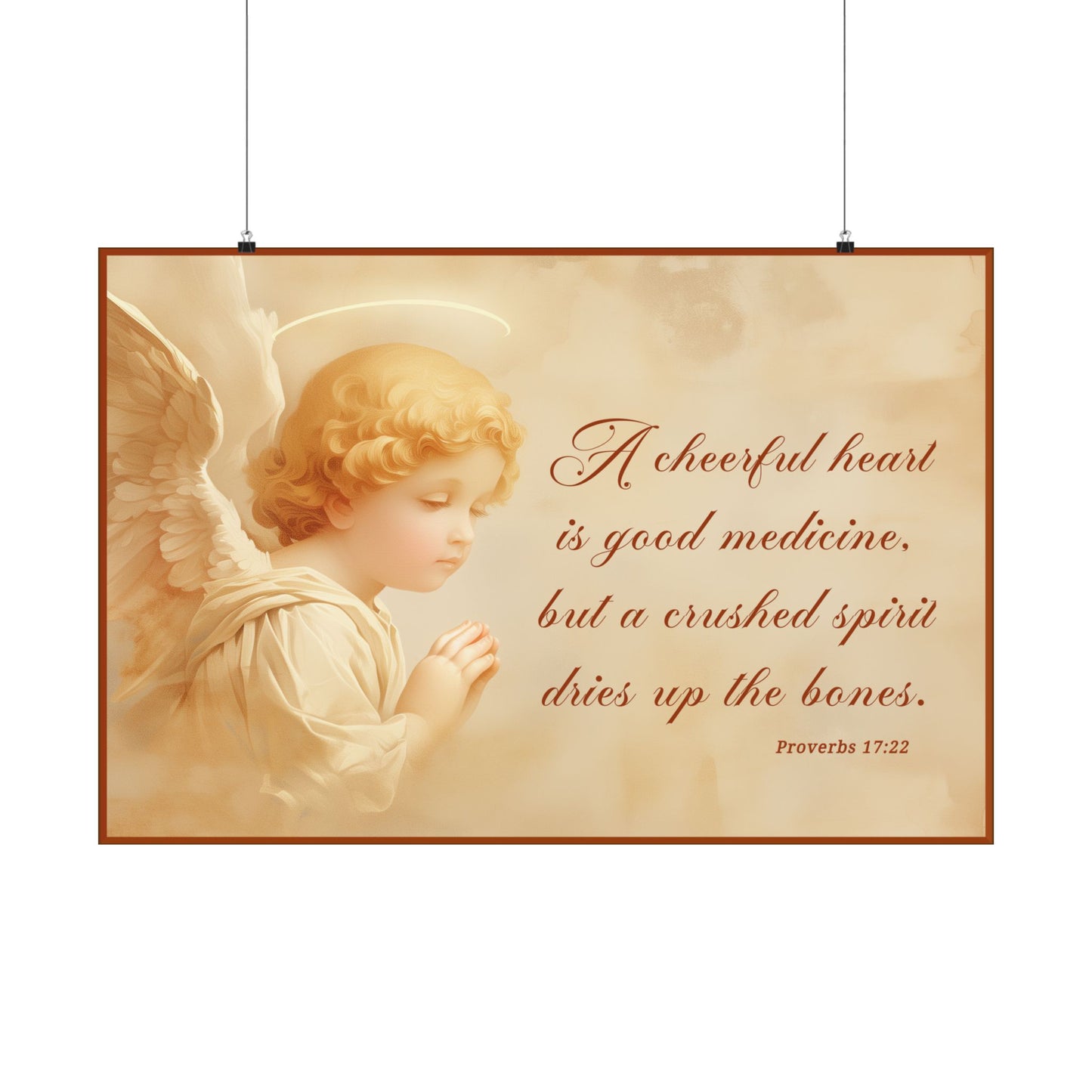Inspirational Angel Poster  - A Cheerful Heart Matte Horizontal Print