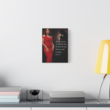 Religious Wall Art Canvas John 8:7 Scripture Print by Grace Canvas Shop