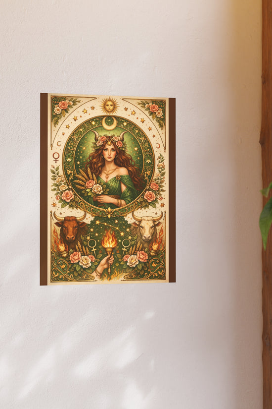Celestial Taurus Goddess Art Poster by Grace Canvas Shop