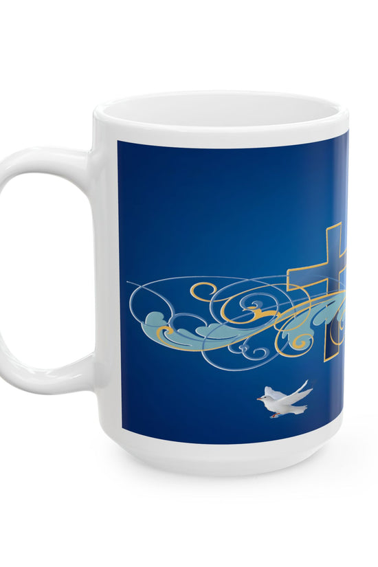 Blue Cross Faith-Inspired Ceramic Mug by Grace Canvas.shop