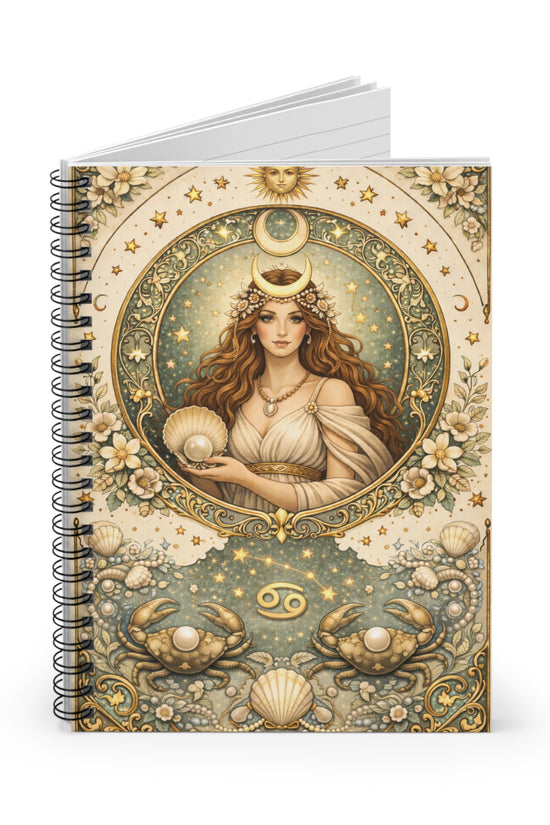 Celestial Cancer Spiral Ruled Journal by Grace Canvas Shop