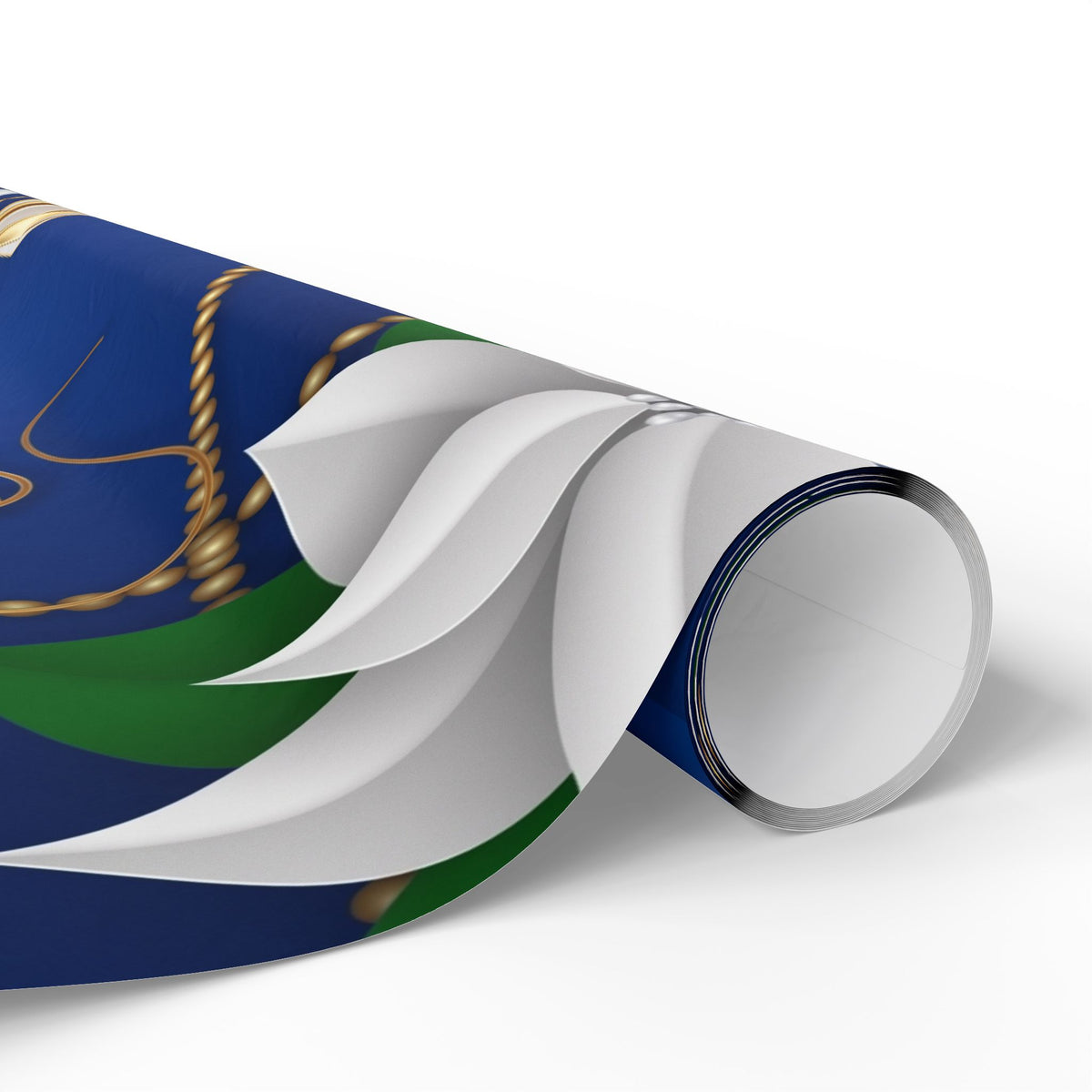 Merry Christmas Blue & Gold Wrapping Paper — Elegant Holiday Gift Wrap