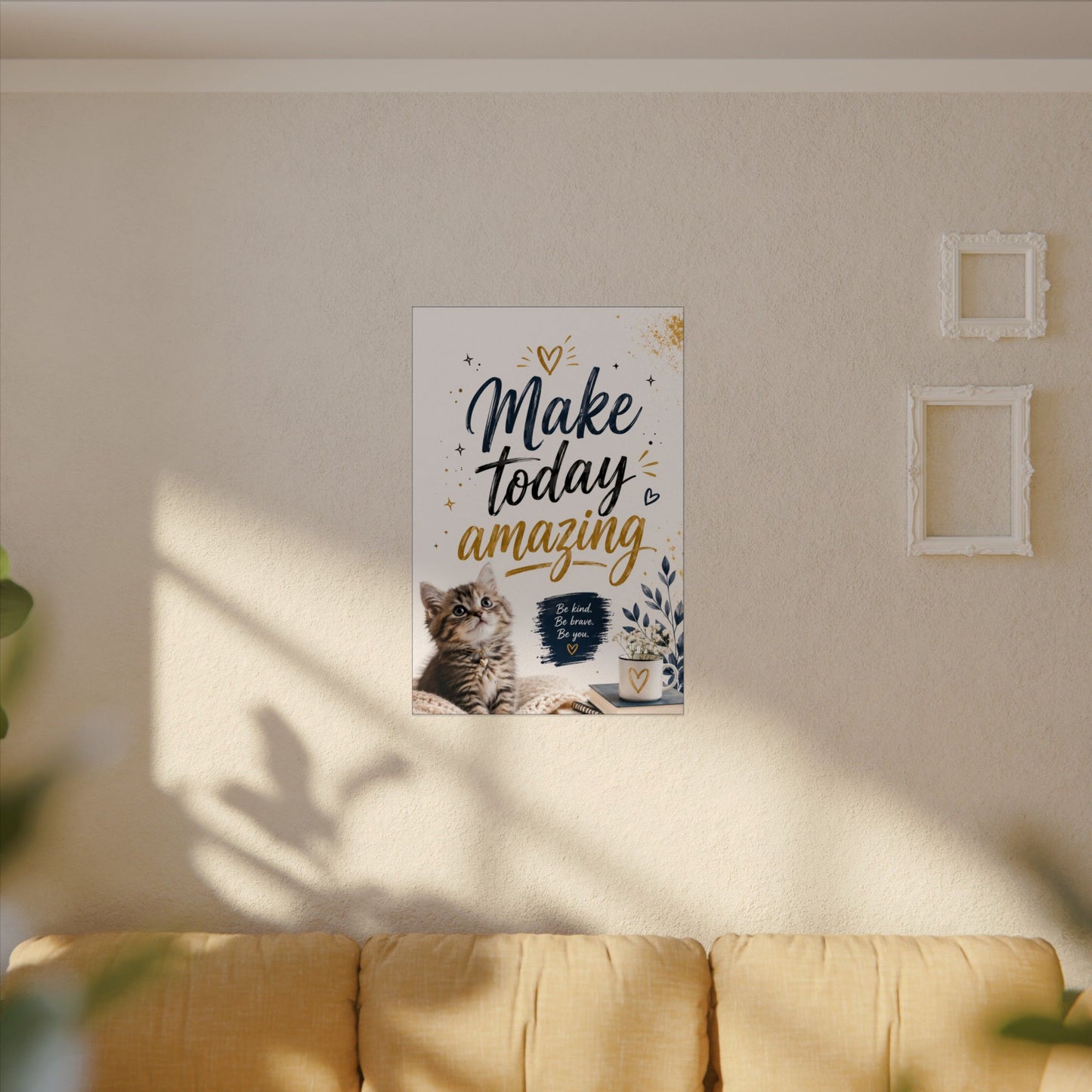 Make Today Amazing Cute Kitten Poster — Inspirational Watercolor Wall Art