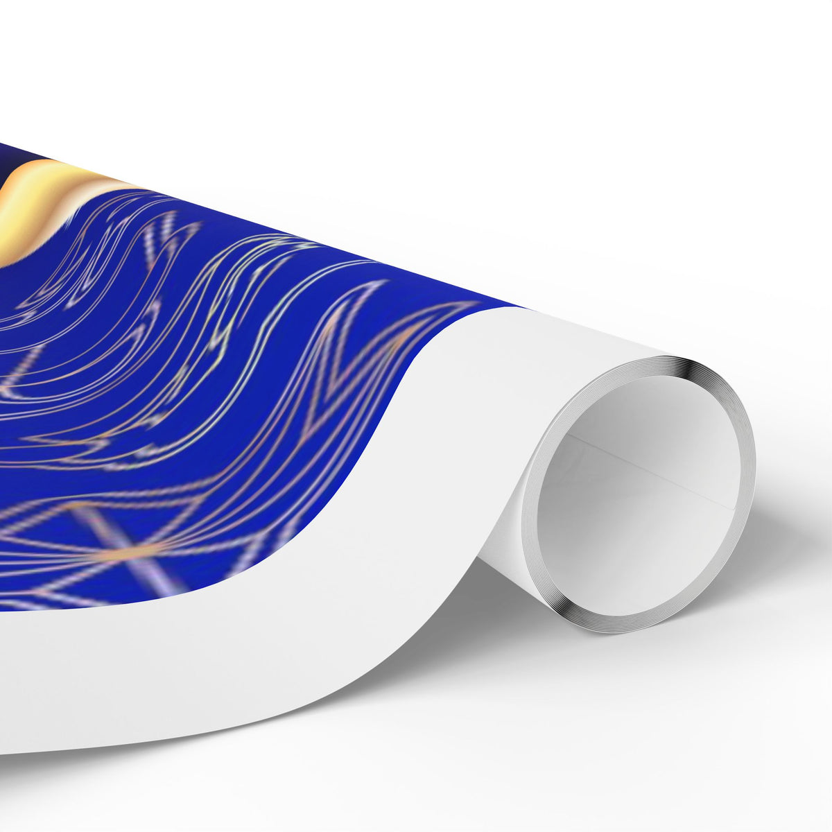 Christmas Wrapping Paper Roll - Blue & Gold 'Merry Christmas' Holiday Gift Wrap