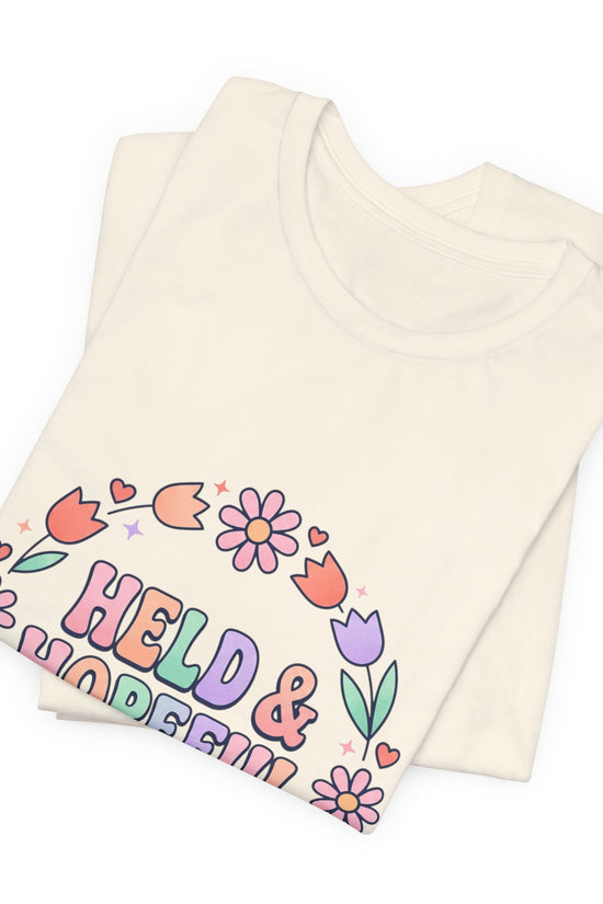 Held & Hopeful in Jesus Tee | Colorful Christian Encouragement, Retro Pastel
