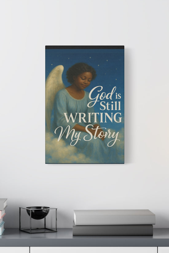Still Writing My Story Inspirational Canvas Wall Print by Grace Canvas.shop