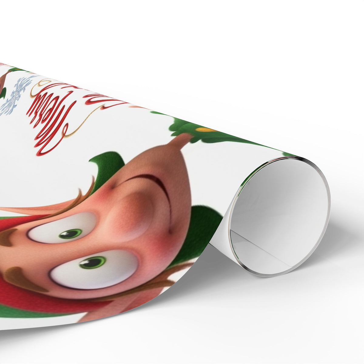 Christmas Elf Wrapping Paper Roll — Cute Holiday Gift Wrap with Elves & Trees