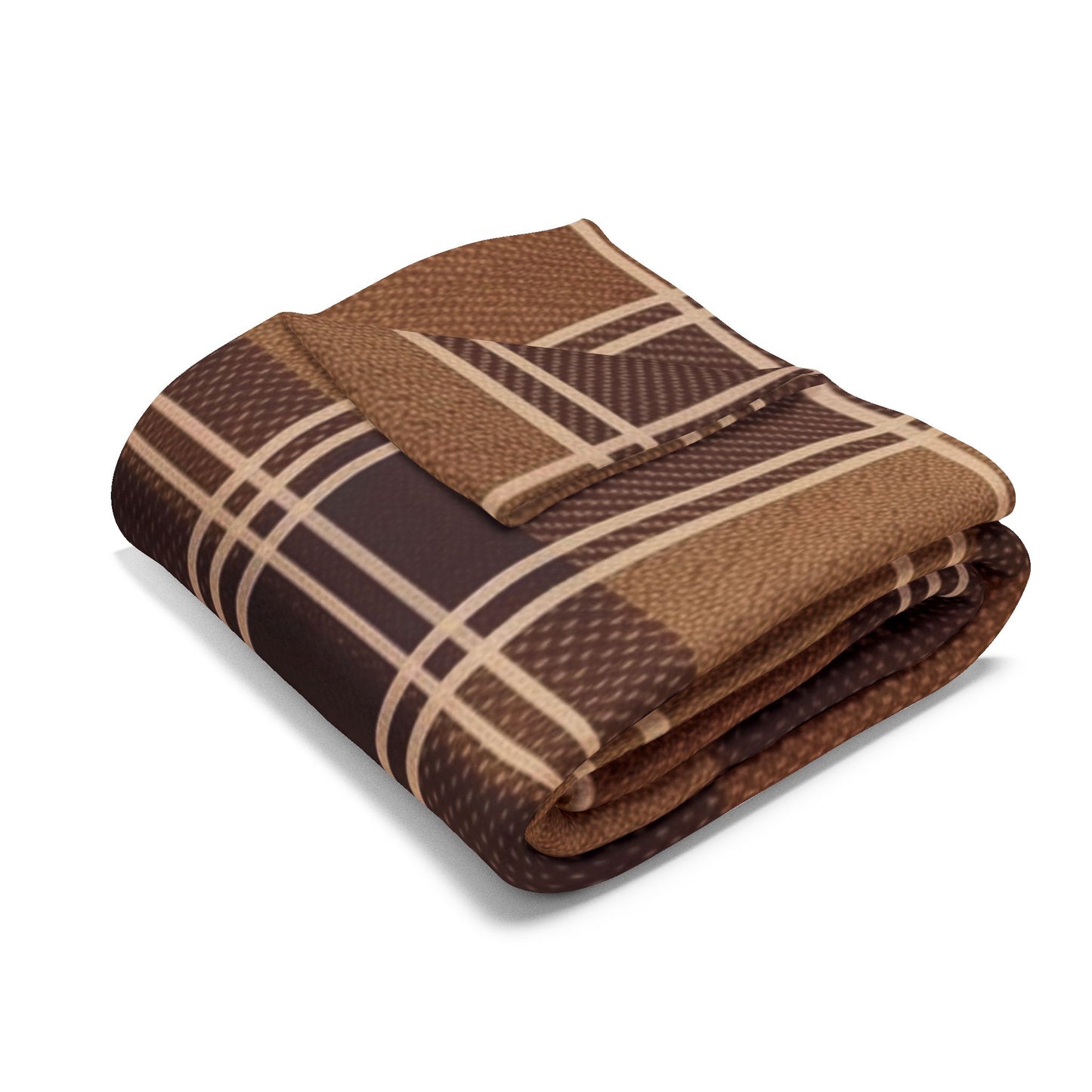 Brown Plaid Fleece Blanket – Cozy Rustic Throw for Cabin, Living Room, Gift