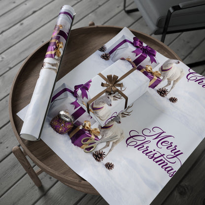 Merry Christmas Reindeer & Purple Gift Wrapping Paper