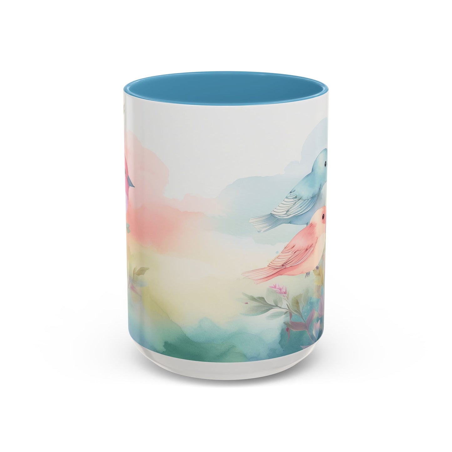 Pastel Bird Coffee Mug — Floral Accent Ceramic Mug (11/15 oz)