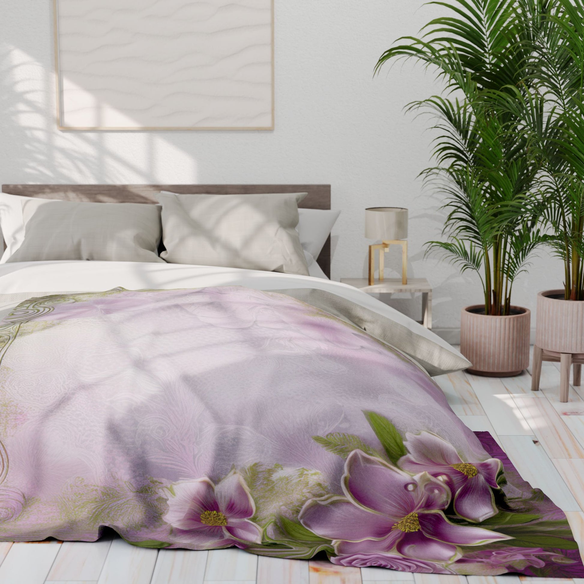 Floral Pink Vintage Fleece Blanket