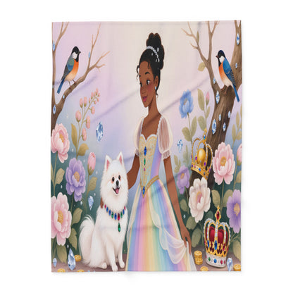 Princess & Pomeranian Fleece Blanket Cozy Throw