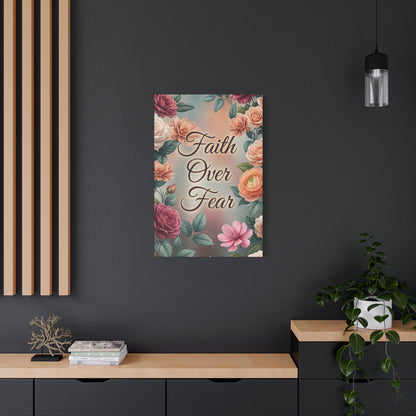 Faith Over Fear Floral Canvas Wall Art