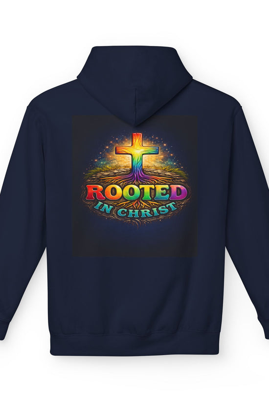 Rooted in Christ Hoodie —Unisex Christian Cross Faith Sweatshirt by Grace Canvas.shop