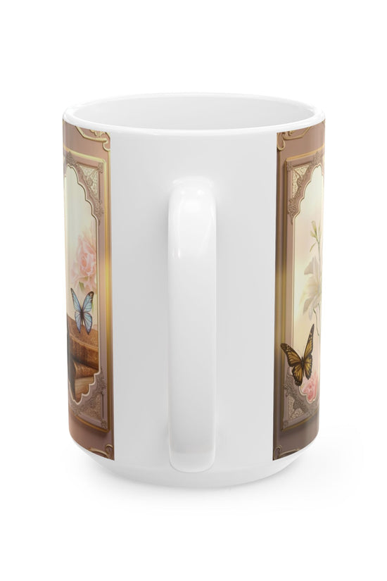 Church Windows Floral Cross Ceramic Mug by Grace Canvas.shop