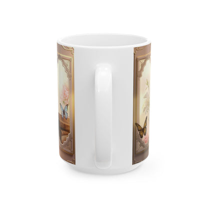 Church Windows Floral Cross Ceramic Mug