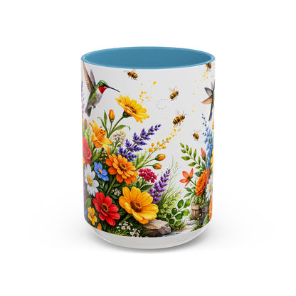 Floral Hummingbird Coffee Mug 11/15oz by Grace Canvas Shop