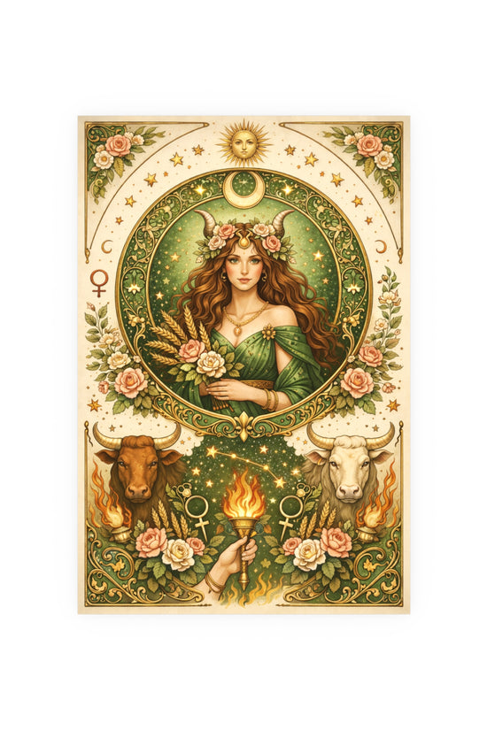 Celestial Taurus Goddess Art Poster by Grace Canvas Shop