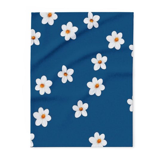 Daisy Fleece Blanket — Cozy Blue Floral Throw