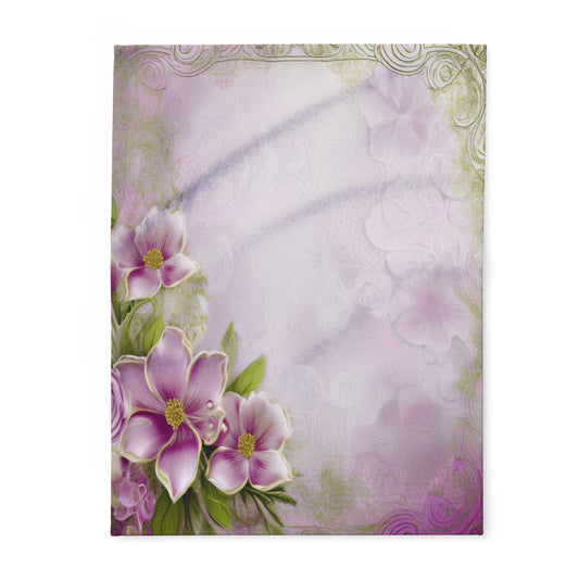Floral Pink Vintage Fleece Blanket