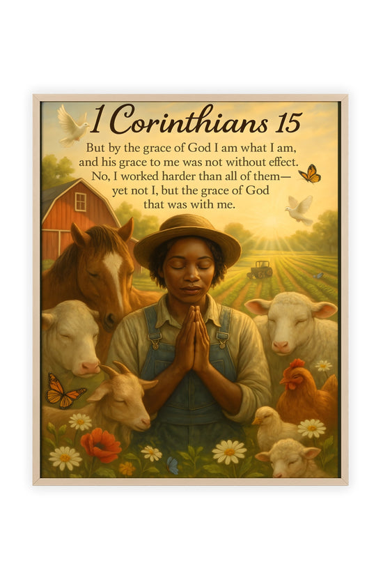 1 Corinthians 15 Prayer Farm Poster — Framed Inspirational Bible Verse Wall Art