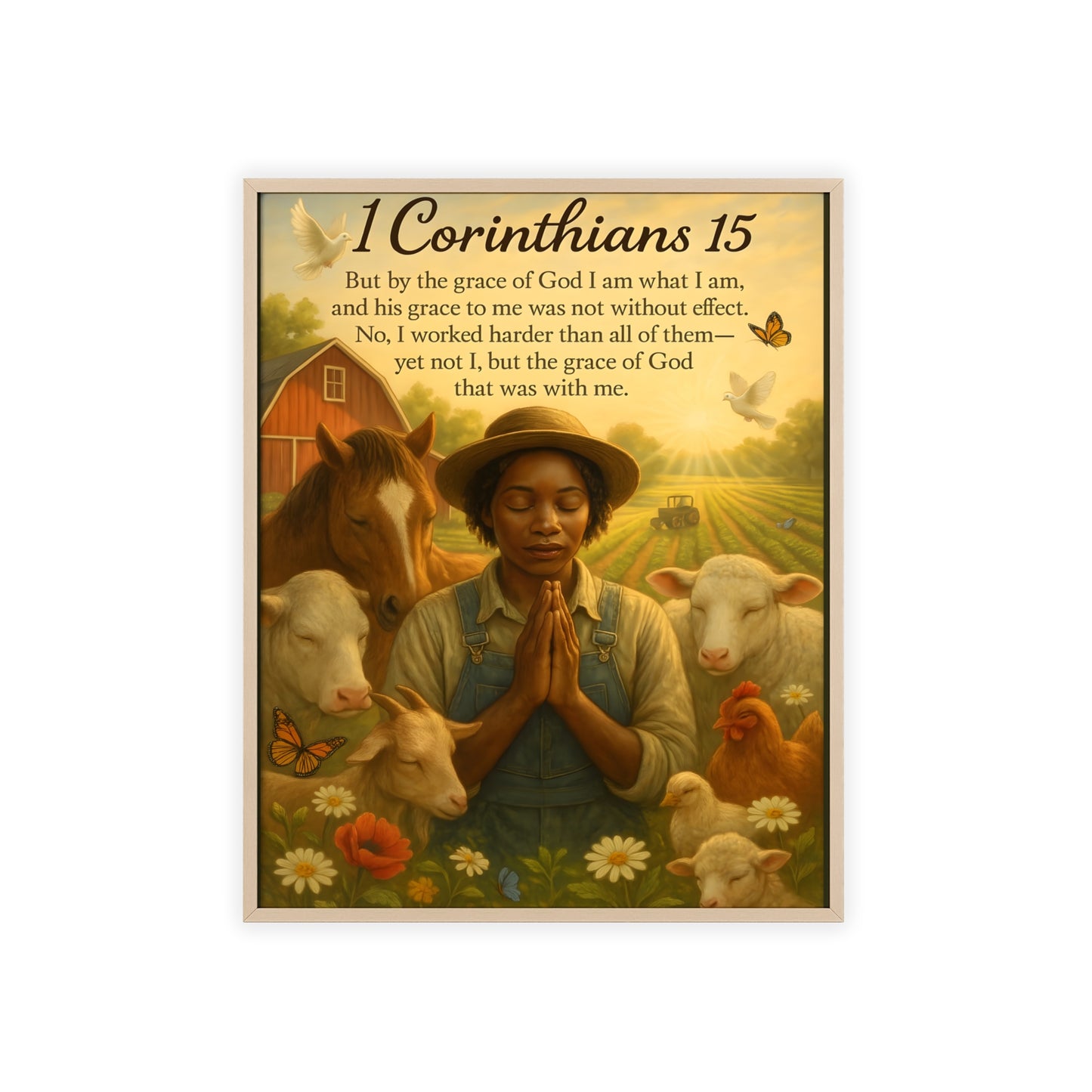 1 Corinthians 15 Prayer Farm Poster — Framed Inspirational Bible Verse Wall Art