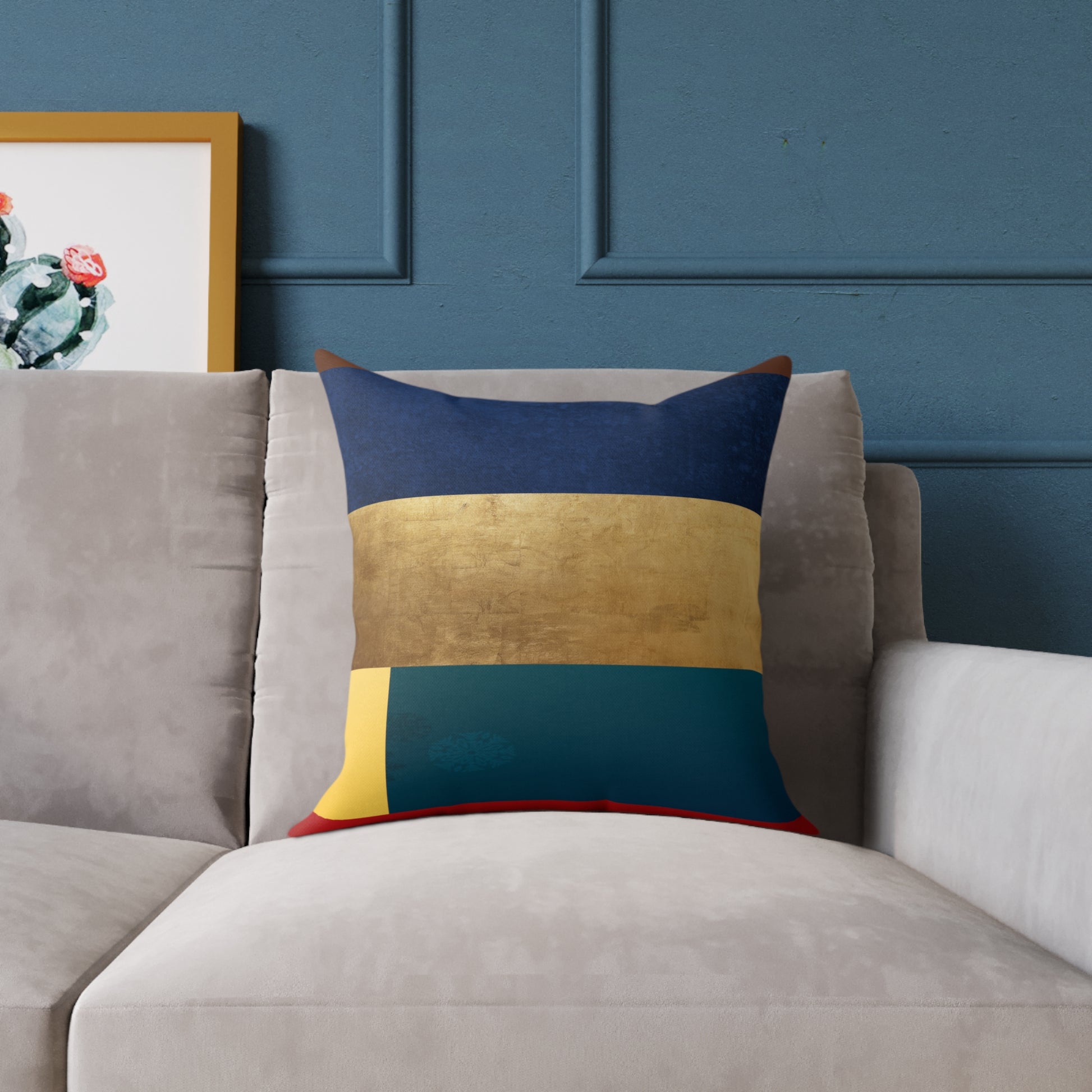 Abstract Color Block Square Pillow — Modern Geometric Decorative Throw Pillow by Grace Canvas Shop