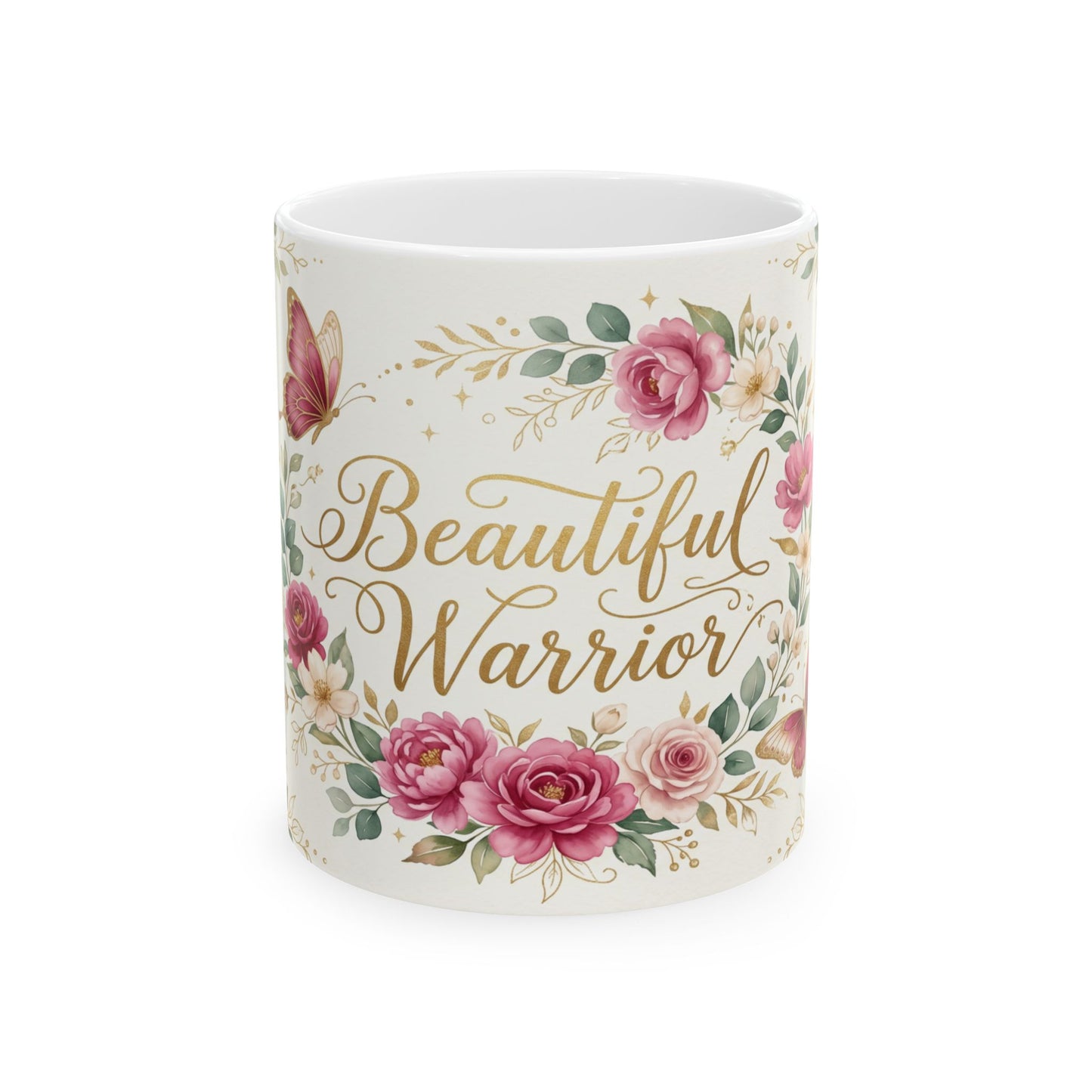 Beautiful Warrior Floral Ceramic Coffee Cup (11oz, 15oz)