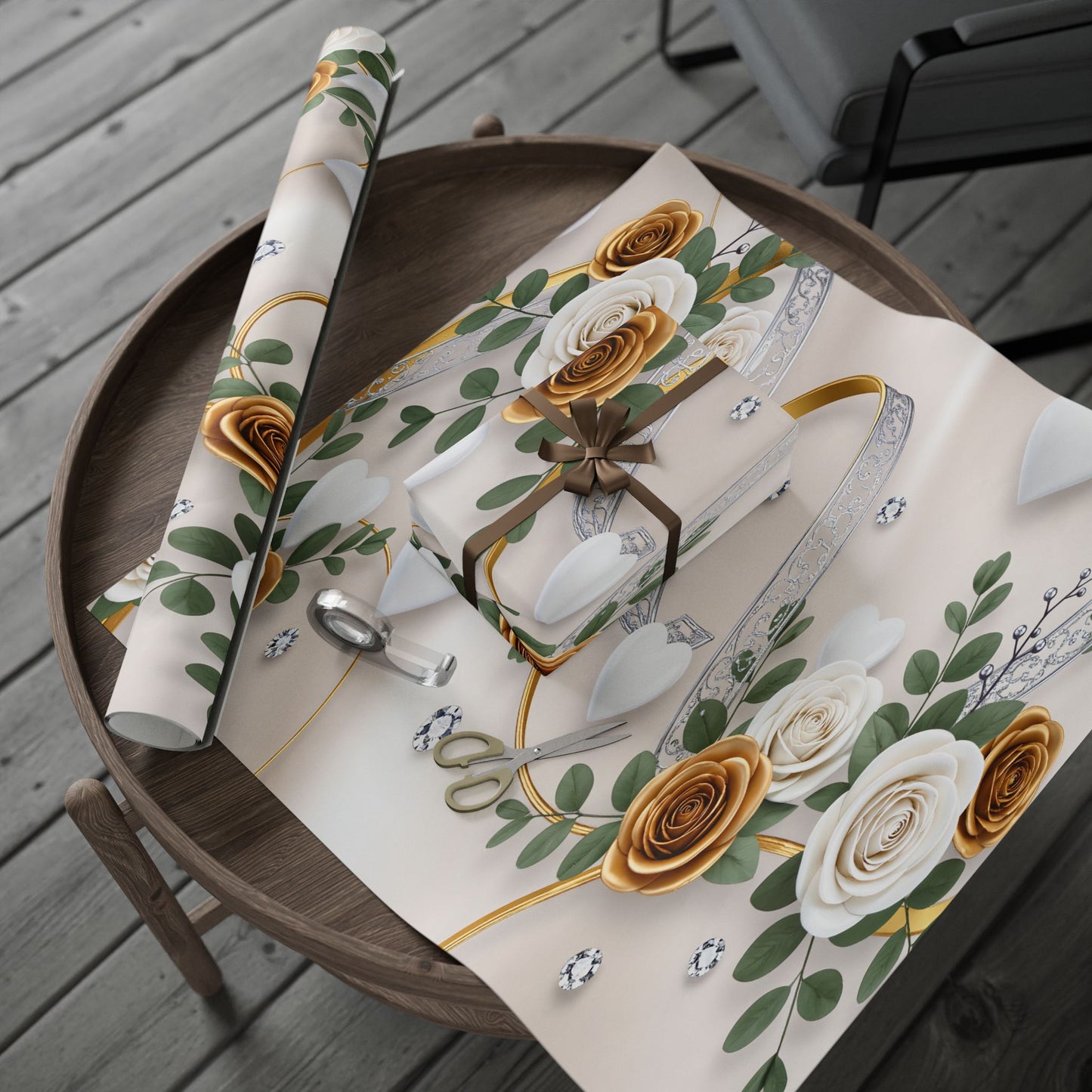 Floral Hearts Gift Wrap for Weddings & Anniversaries