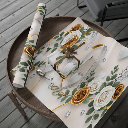 Floral Hearts Gift Wrap for Weddings & Anniversaries